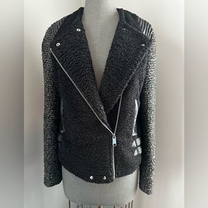 Black Sam Edelman Faux Fur Moto Jacket L